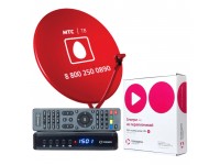 Комплект Телекарта ТВ Full HD с ресивером EVO 09HD с антенной 60 см. красного цвета