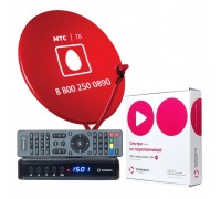 Комплект Телекарта ТВ Full HD с ресивером EVO 09HD с антенной 60 см. красного цвета