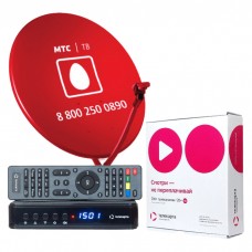 Комплект Телекарта ТВ Full HD с ресивером EVO 09HD с антенной 60 см. красного цвета