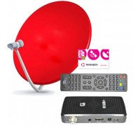 Комплект Телекарта ТВ Full HD с ресивером Gi HD Slim3+ с антенной 60 см. красного цвета